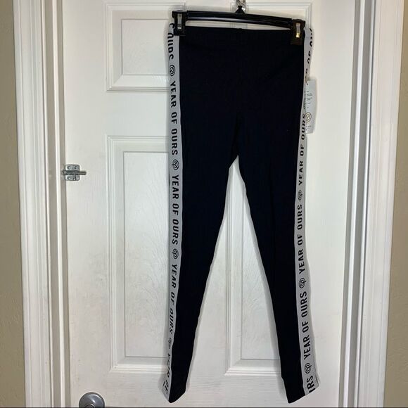 Year Of Ours Side Elastic Logo Leggings Black - Picture 1 of 10